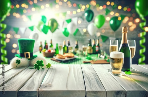 glass of champagne on a table, st.patrick's day