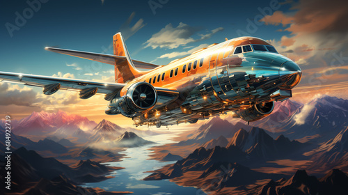 3d realistic transport aircraft photo