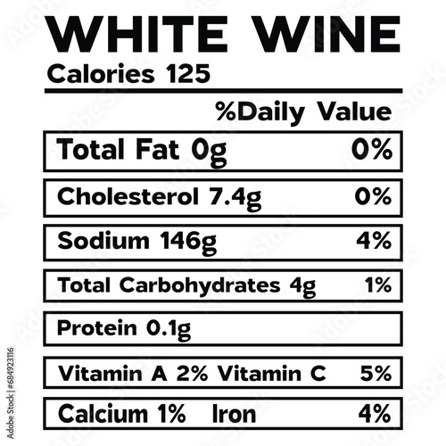 White wine Nutrition Facts SVG