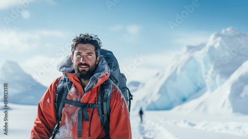 An adventurous man who explores the snow and ice of Antarctica
