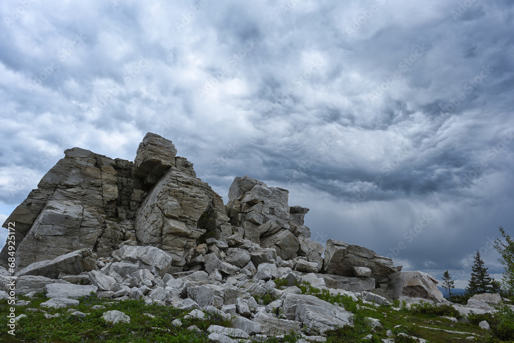 Storm clouds over Zyuratkul mountain ridge