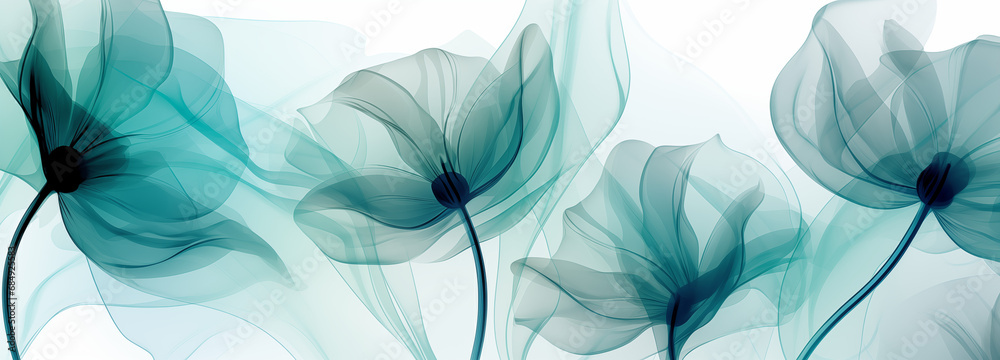 Light blue floral transparent background, spring, summer, plants, banner - obrazy, fototapety, plakaty 