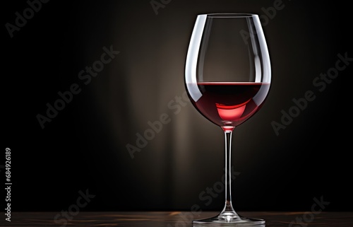 Glass of Red Wine on an Oak Table Generative AI