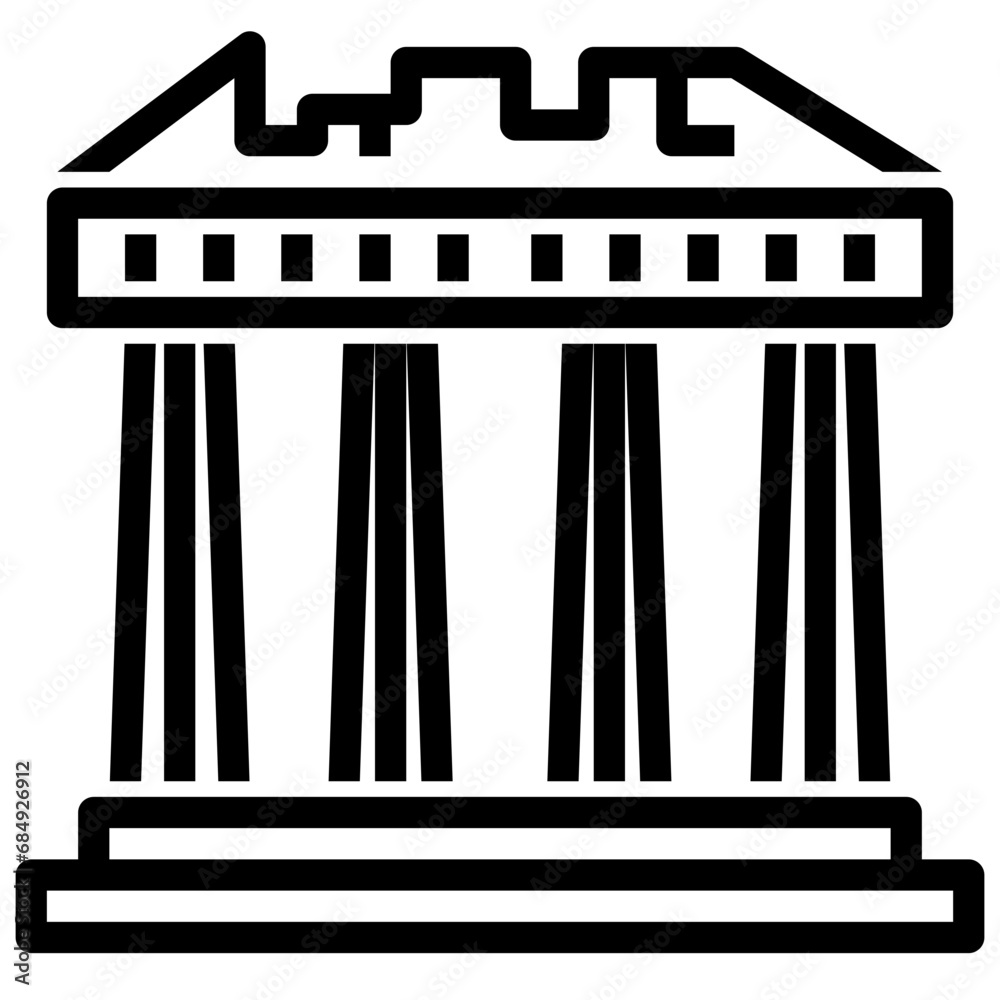 parthenon outline style icon