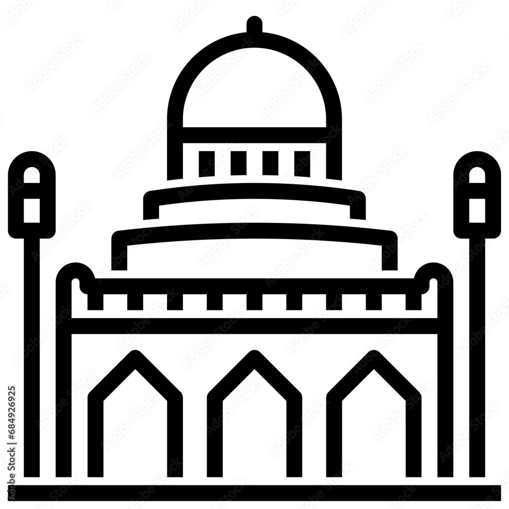 taj Mahal outline style icon
