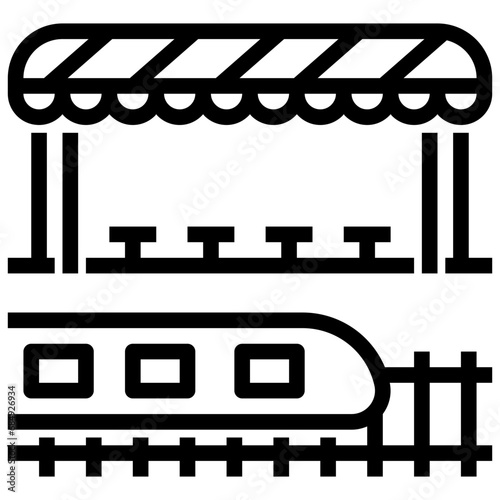 train station outline style icon