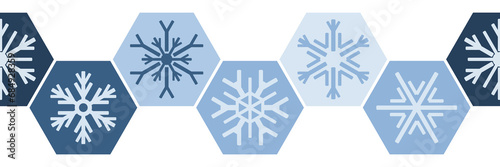 Snowflakes seamless border, winter vector background, banner