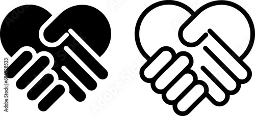 handshake love icon, agreement deal partnership sign symbol, glyph and line style. Vector illustration