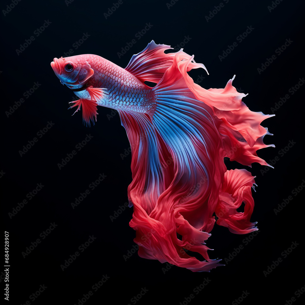 Fototapeta premium Betta fish, Colorful fighting Siamese fish with beautiful tail.