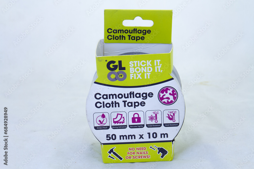 Johannesburg, South Africa a roll of Gloo It camouflage cloth tape
