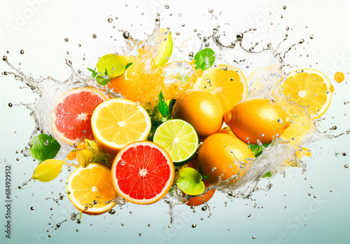 fruit juice splash  Tropical mix into of burst splashes of juices