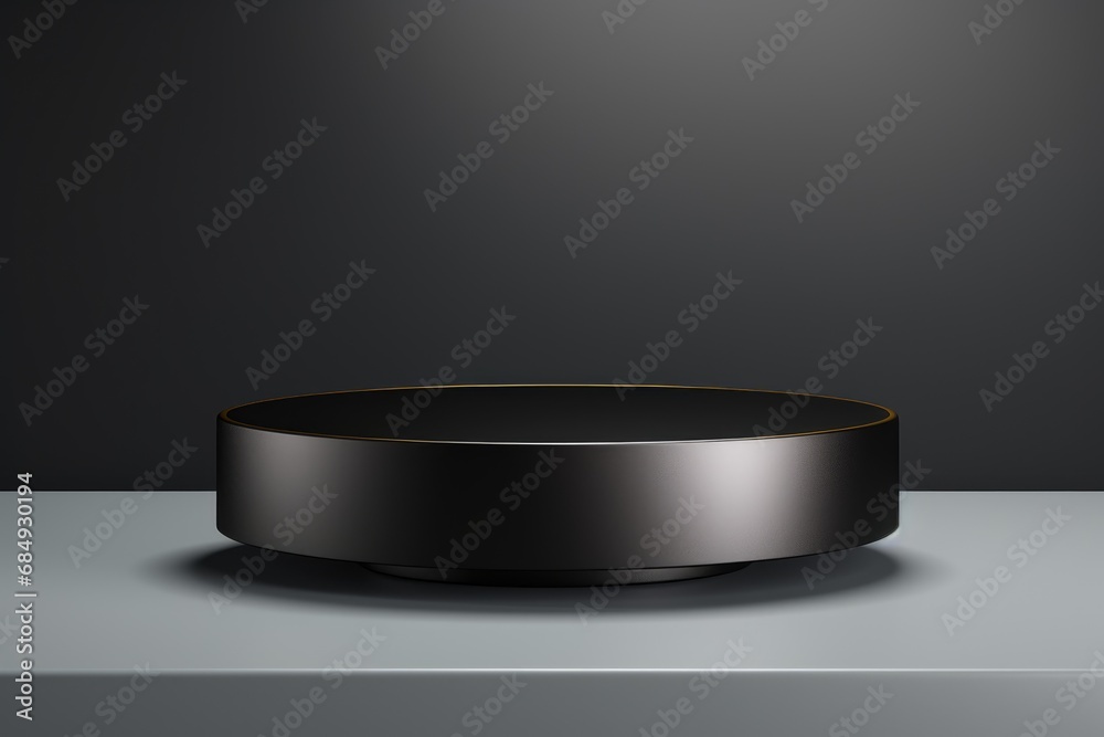 Black podium or pedestal for showcase and advertisement, 3d rendered minimal design Black podium or pedestal for showcase and advertisement, 3d rendered minimal design
