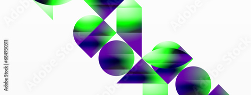 Serene gradient template. Circles and triangles mingle in minimalist perfection. Gentle fusion of forms and hues creates balanced yet captivating backdrop, embodying modern sophistication