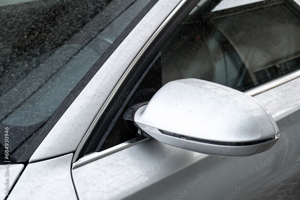 Details of dirty car before washing luxury silver car on touchless car wash. Cleaning the details of car. Cleanliness environment Details of dirty car before washing luxury silver car on touchless car wash. Cleaning the details of car. Cleanliness environment