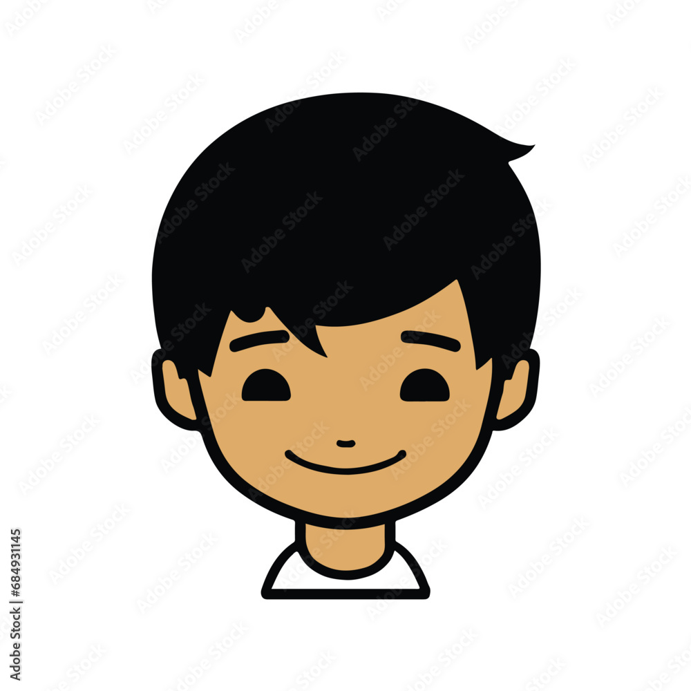 head Icon of cute boy face. Flat outline style. head Icon of cute boy face. Flat outline style.