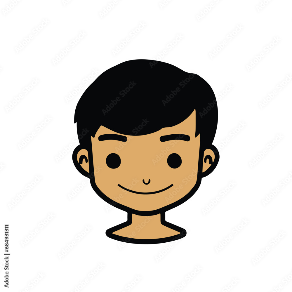 head Icon of cute boy face. Flat outline style. head Icon of cute boy face. Flat outline style.