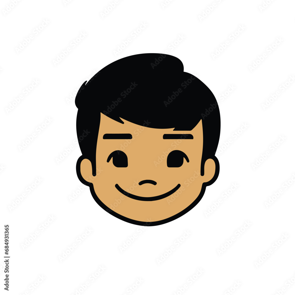 head Icon of cute boy face. Flat outline style. head Icon of cute boy face. Flat outline style.