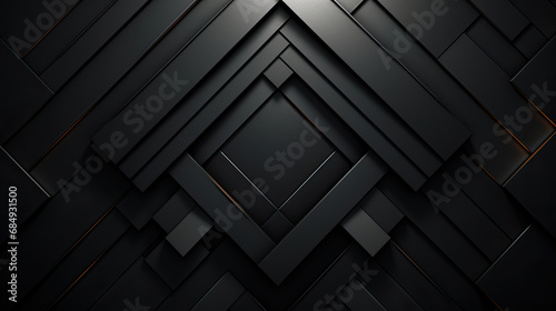 Minimalistic black dynamic background with diagonal lines  abstract dark geometric shape from paper with soft shadows background  top view  flat lay