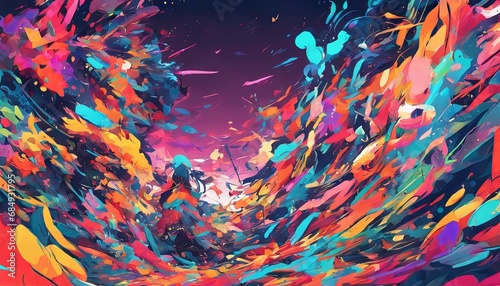 Vibrant Colorful Abstract Rainbow Splash Background Wallpaper © Nouzen