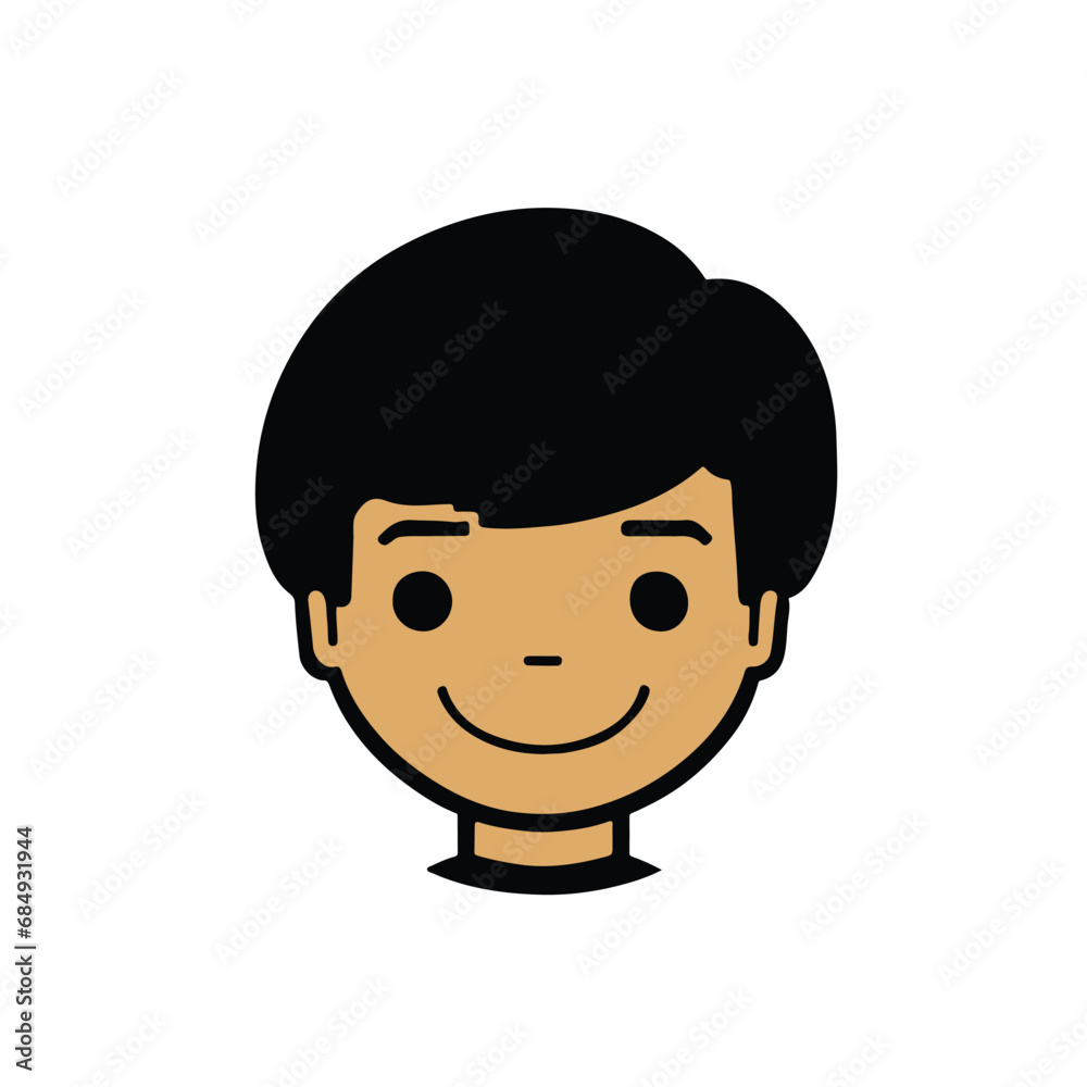 head Icon of cute boy face. Flat outline style. head Icon of cute boy face. Flat outline style.