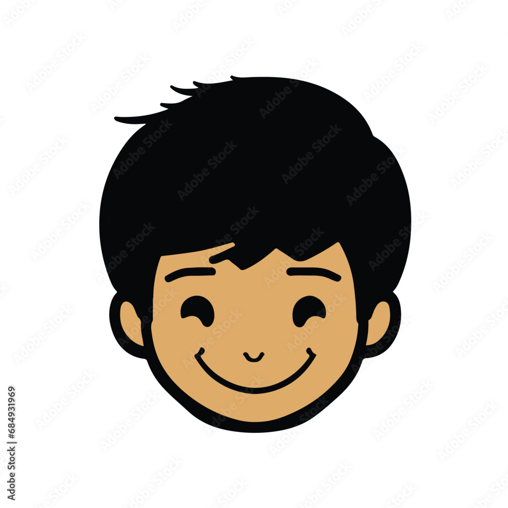 head Icon of cute boy face. Flat outline style. head Icon of cute boy face. Flat outline style.