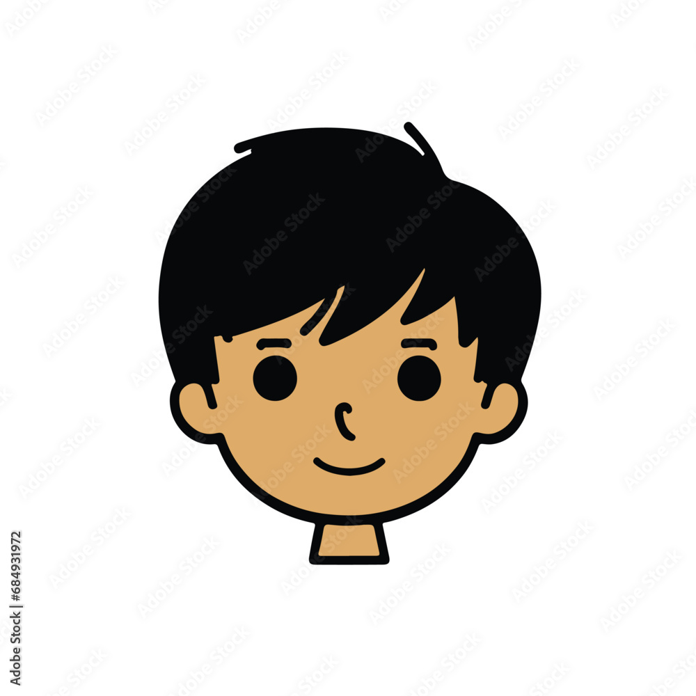 head Icon of cute boy face. Flat outline style. head Icon of cute boy face. Flat outline style.