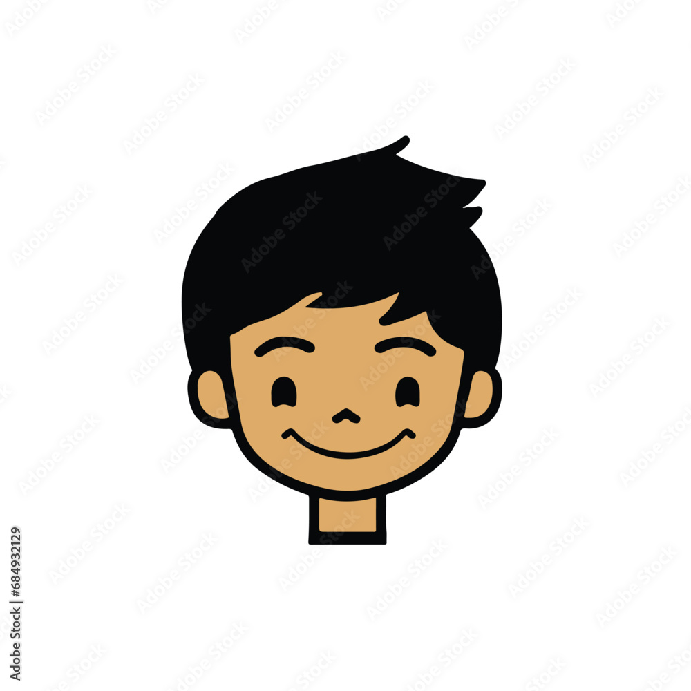head Icon of cute boy face. Flat outline style. head Icon of cute boy face. Flat outline style.