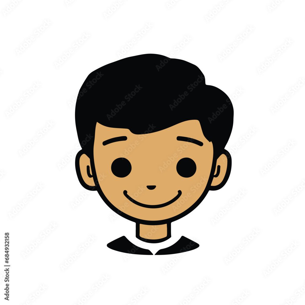 head Icon of cute boy face. Flat outline style. head Icon of cute boy face. Flat outline style.