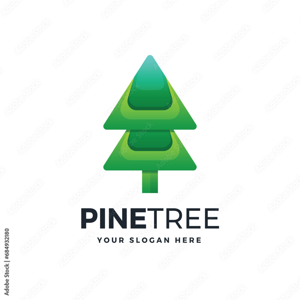Pine tree gradient logo vector icon illustration