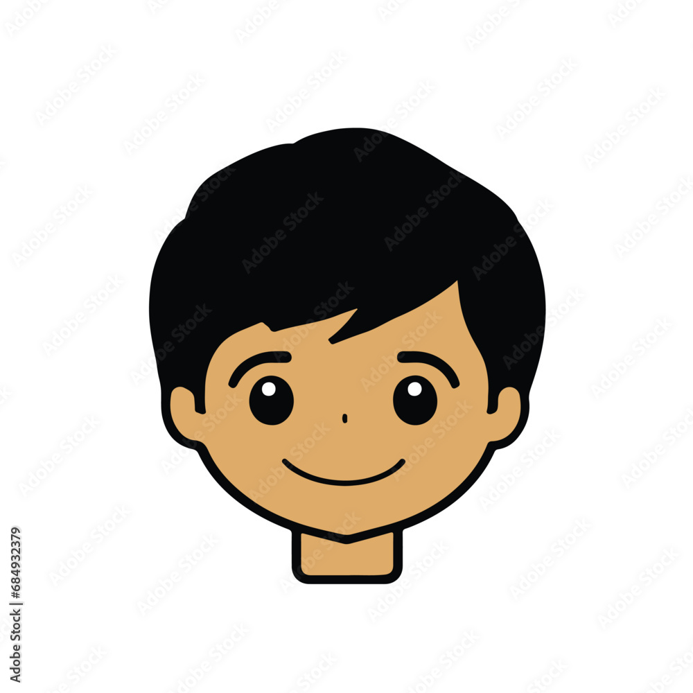 head Icon of cute boy face. Flat outline style. head Icon of cute boy face. Flat outline style.