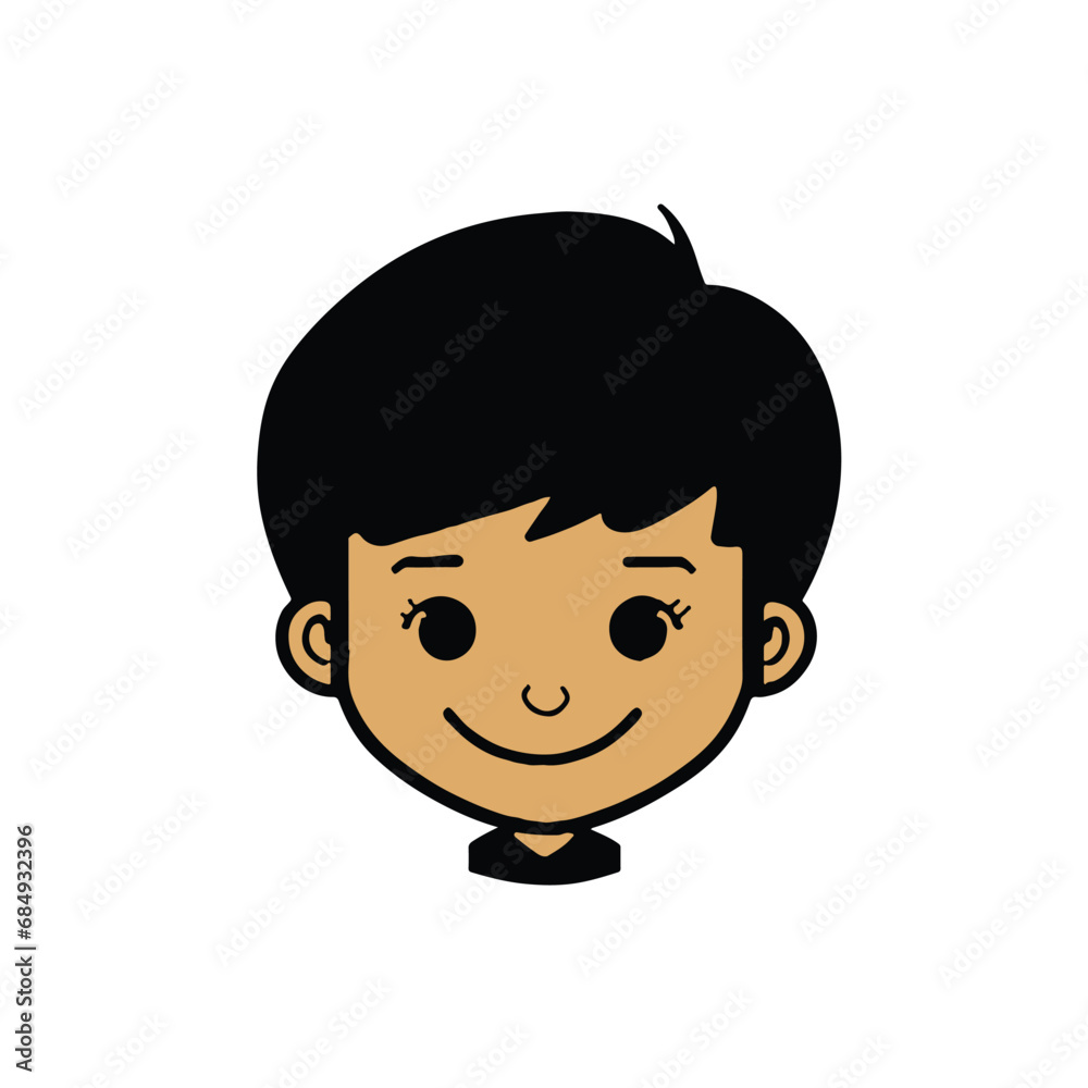 head Icon of cute boy face. Flat outline style. head Icon of cute boy face. Flat outline style.