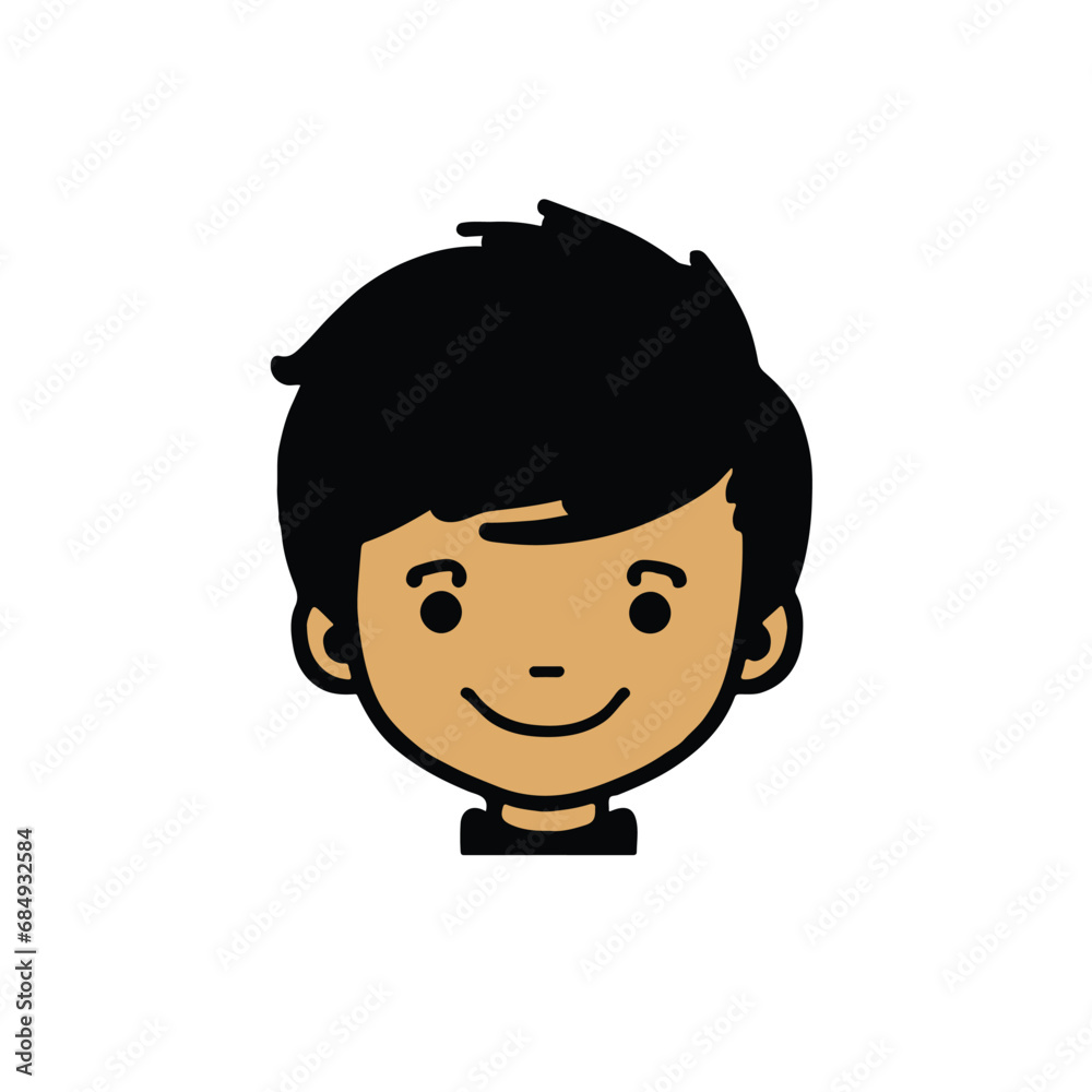 head Icon of cute boy face. Flat outline style. head Icon of cute boy face. Flat outline style.
