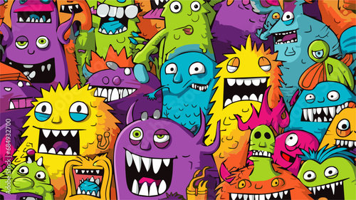 Doodle cute colorful Monsters seamless pattern for child prints, designs and coloring books.