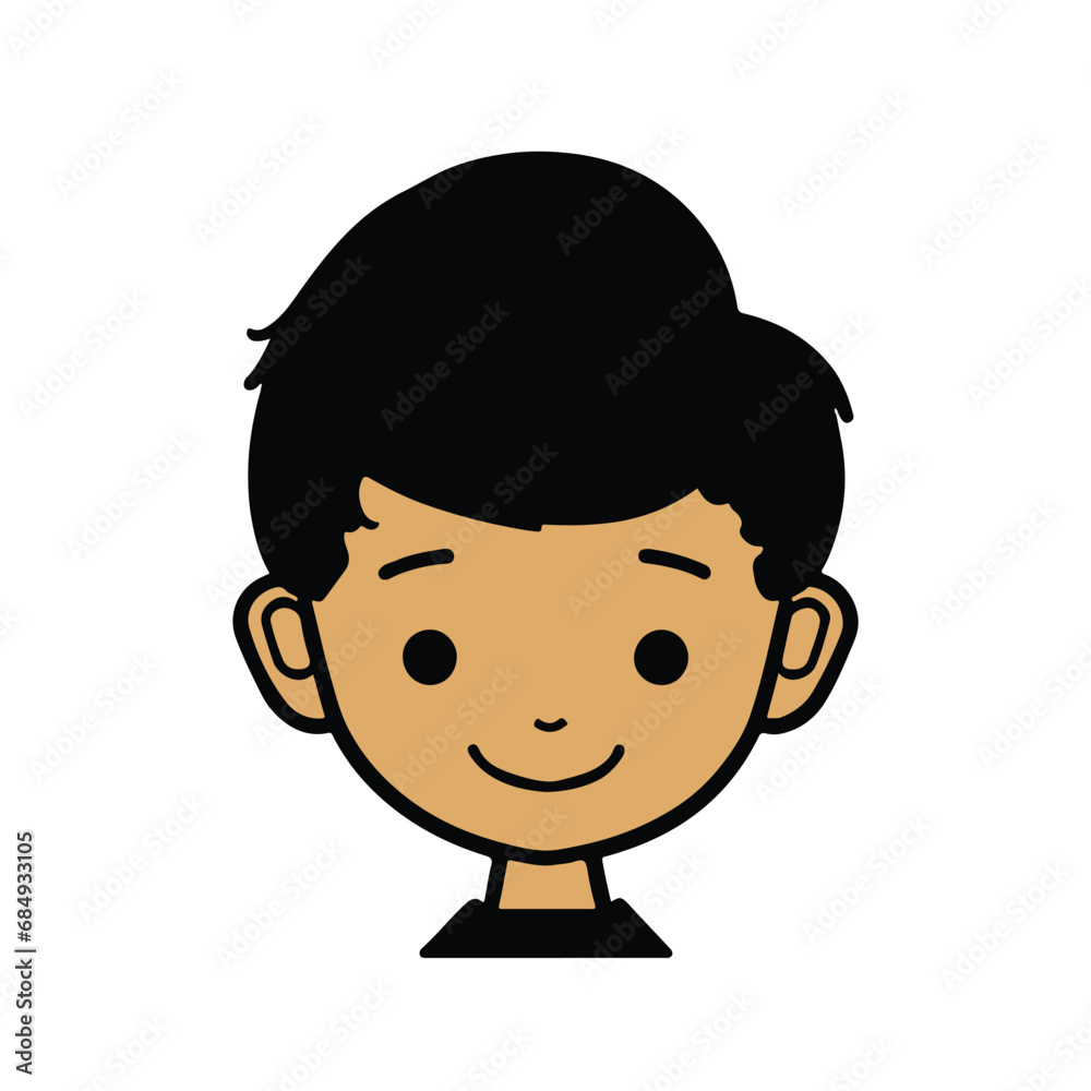 head Icon of cute boy face. Flat outline style. head Icon of cute boy face. Flat outline style.