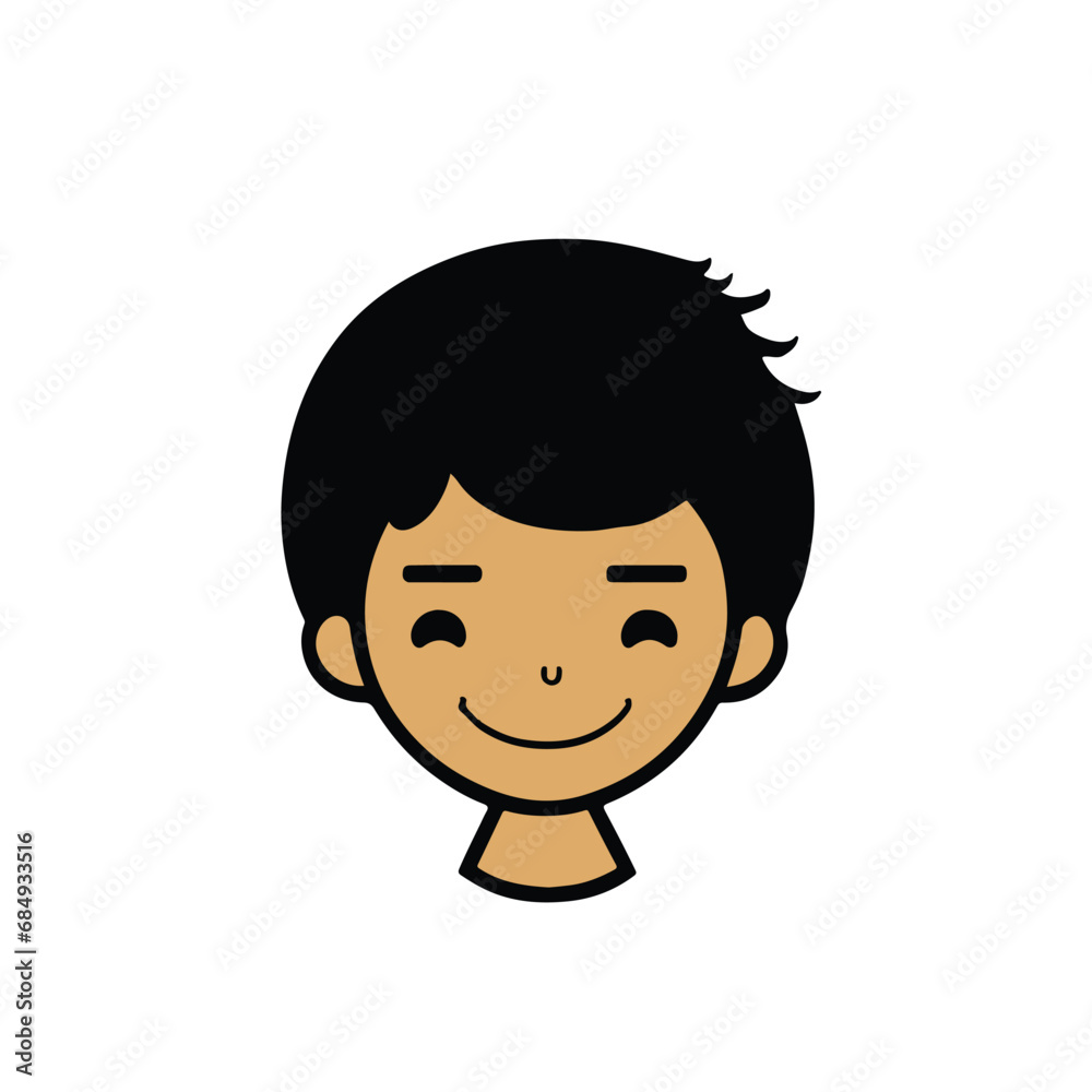 head Icon of cute boy face. Flat outline style. head Icon of cute boy face. Flat outline style.