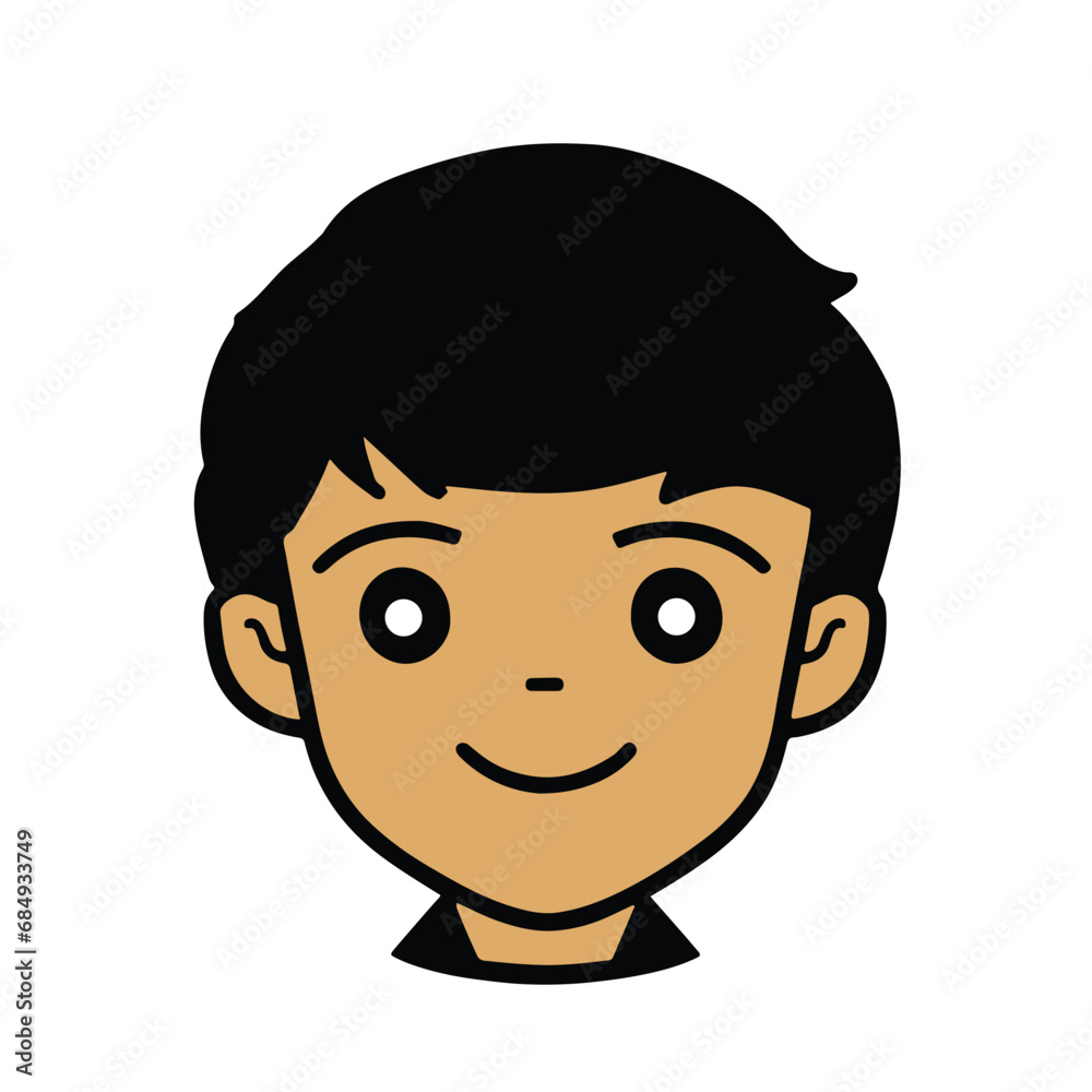 head Icon of cute boy face. Flat outline style. head Icon of cute boy face. Flat outline style.