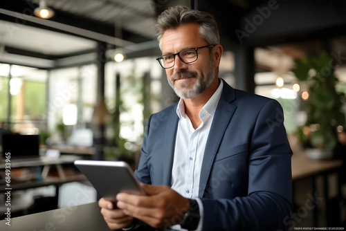 businessman using tablet computer