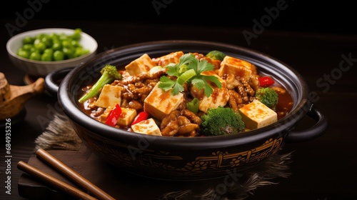 spicy vegetable chinese food mapo illustration sichuan cuisine, fry tofu, chili peppers spicy vegetable chinese food mapo