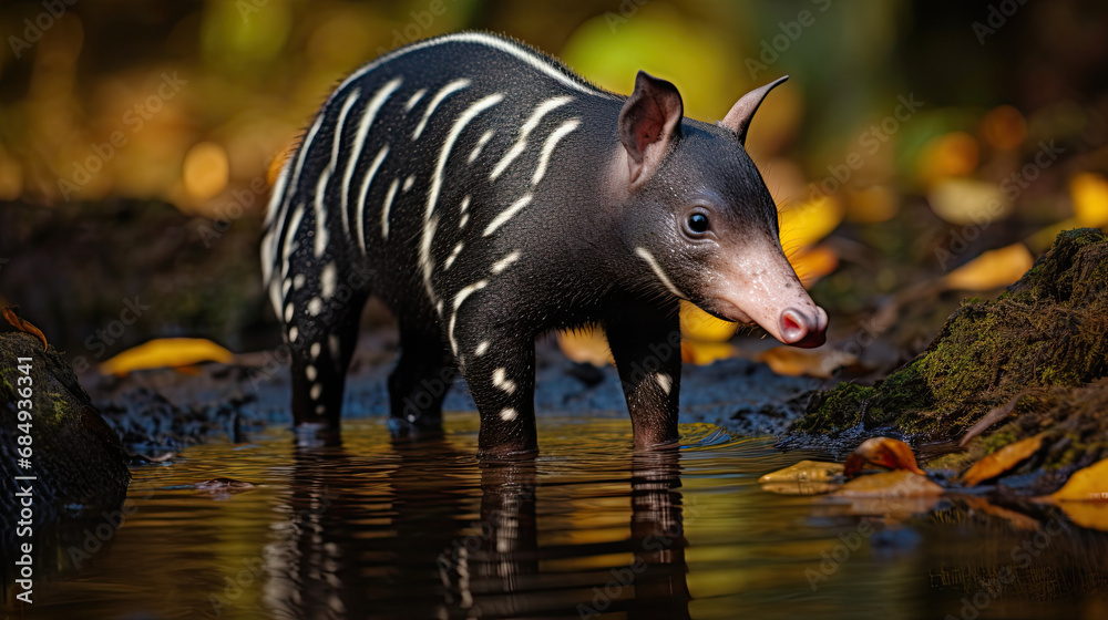 Fototapeta premium Wild tapir in water