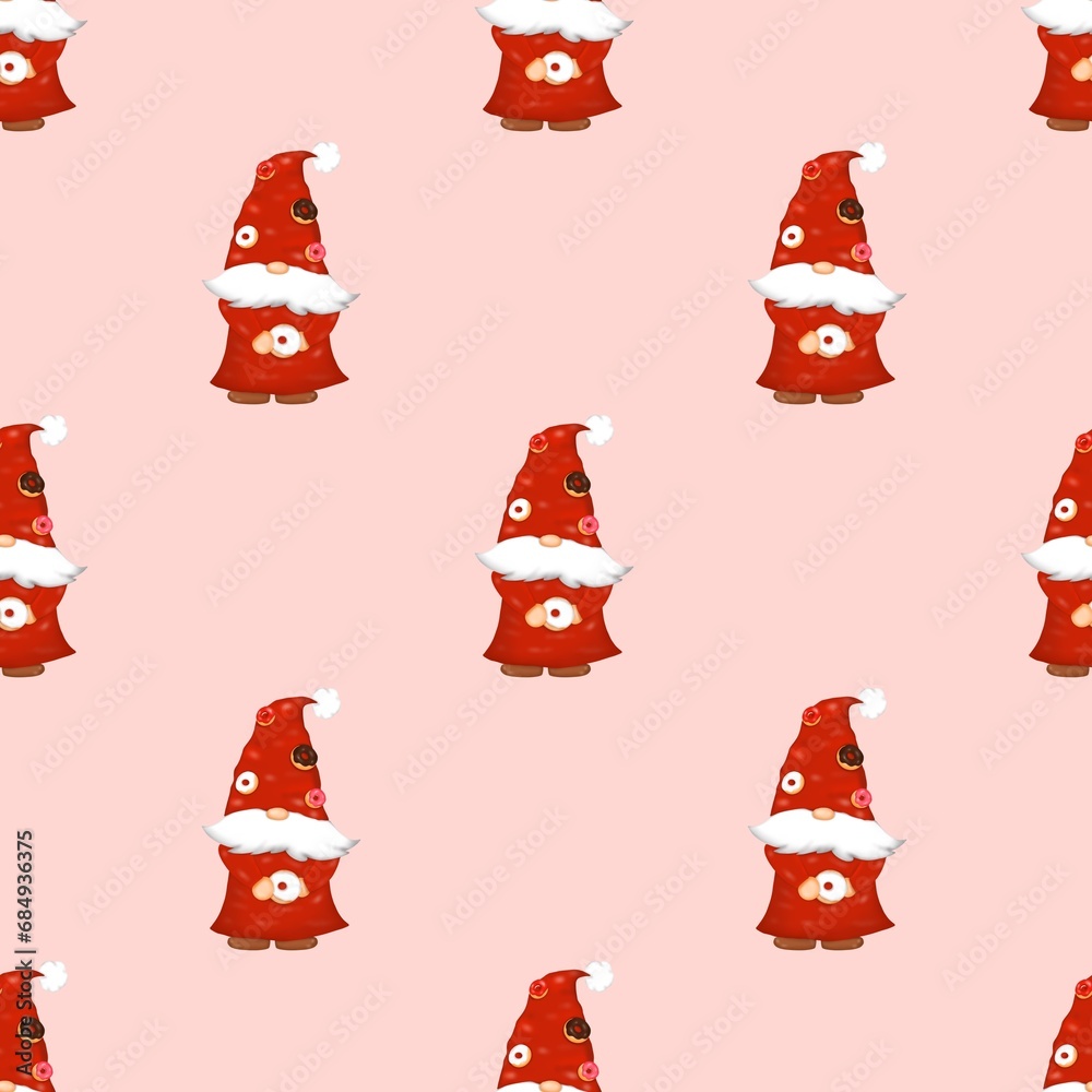 Cute elf background with delicious donuts for Christmas.