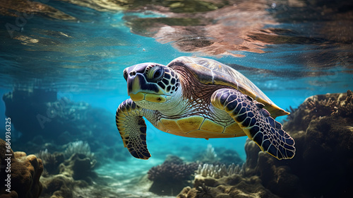Green turtle swimming in the sea © AI Studio - R
