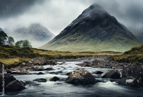 mountains in Scottish landscape style. Ai generated images