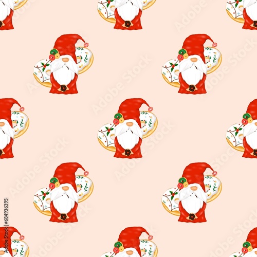 Cute elf background with delicious donuts for Christmas. © MUMO