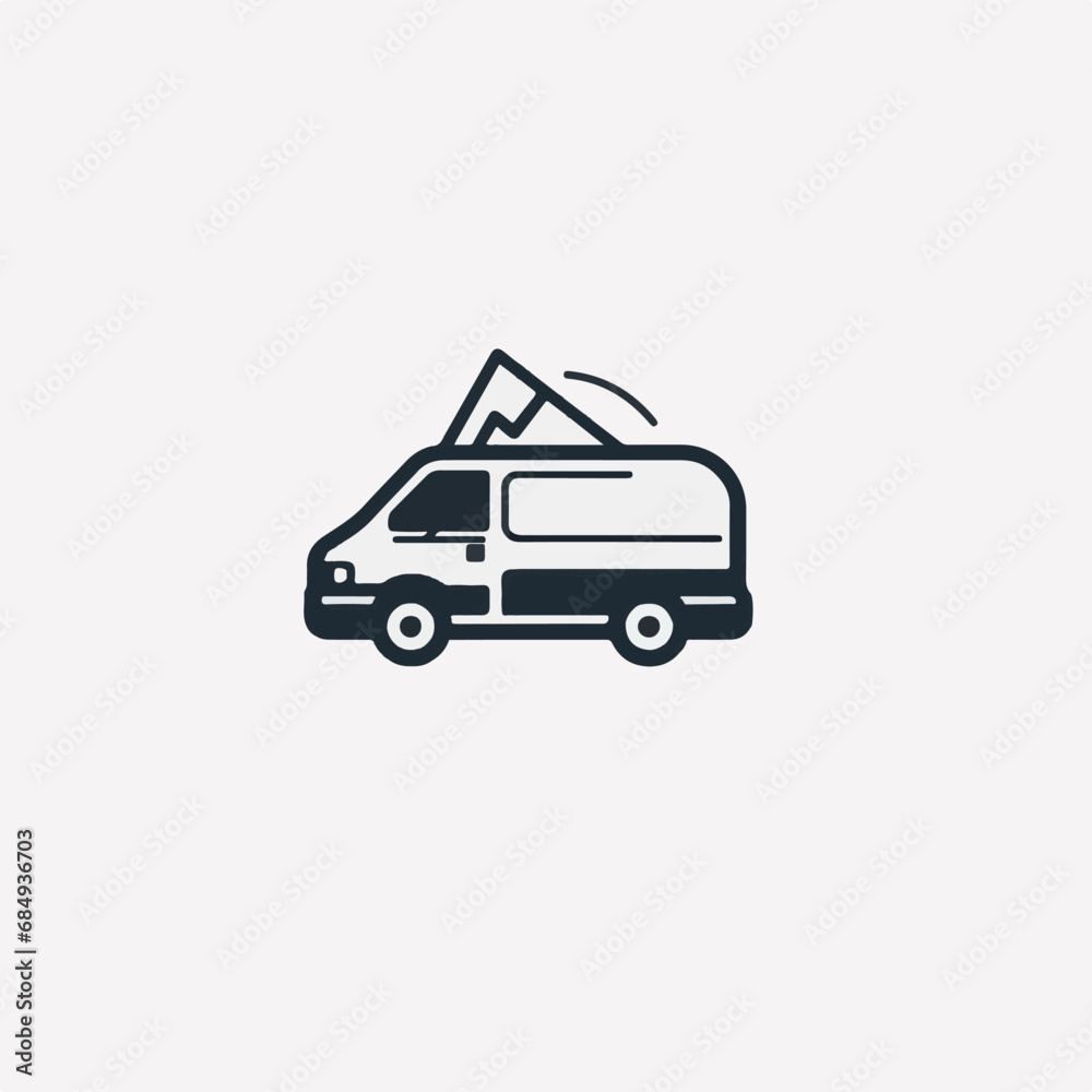 minimalist van logo black and white Illustration