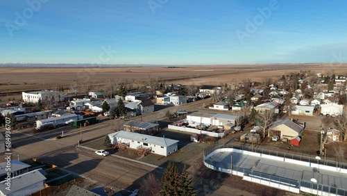 Aerial view of the small town of Champion, Alberta. 