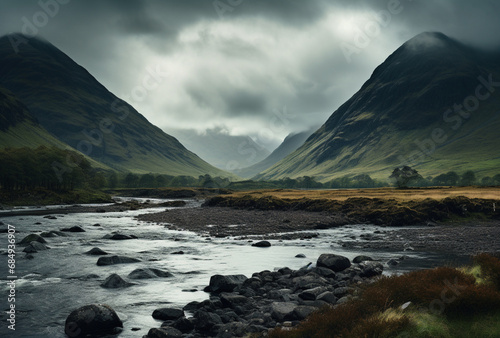 mountains in Scottish landscape style. Ai generated images