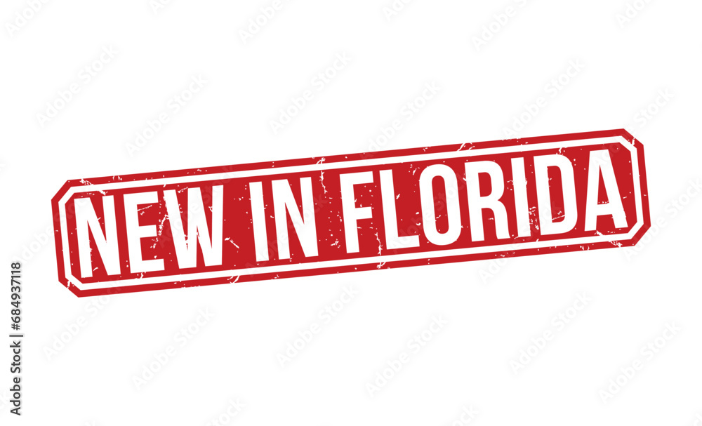 new in Florida stamp red rubber stamp on white background. new in Florida stamp sign. new in Florida stamp red rubber stamp on white background. new in Florida stamp sign.