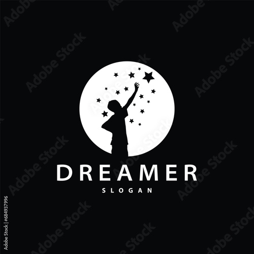 Dream Logo, Kids Dream Inspiration Design, Fun Learning Star Reach Vector, Kids Dream Logo Template