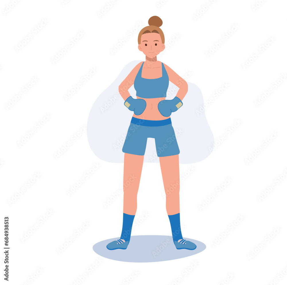 Active Sports Woman Boxing with Confidence. Powerful Female Boxer in Gym Workout Session Active Sports Woman Boxing with Confidence. Powerful Female Boxer in Gym Workout Session