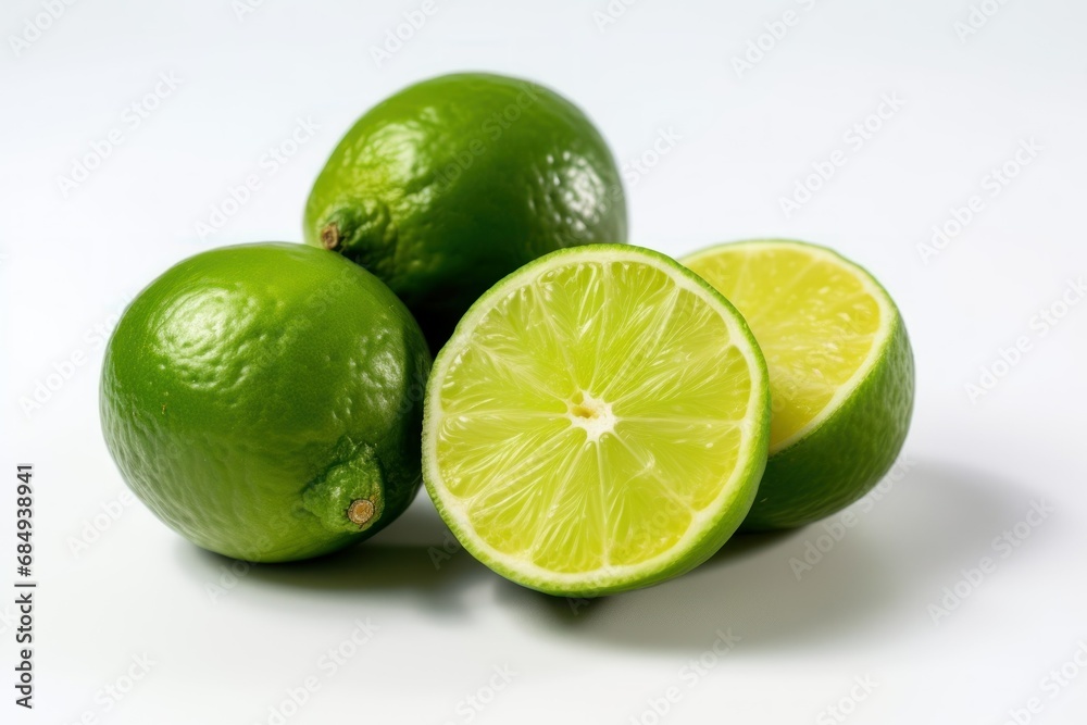 Green lime with cut in half and slices
Green lime with cut in half and slices